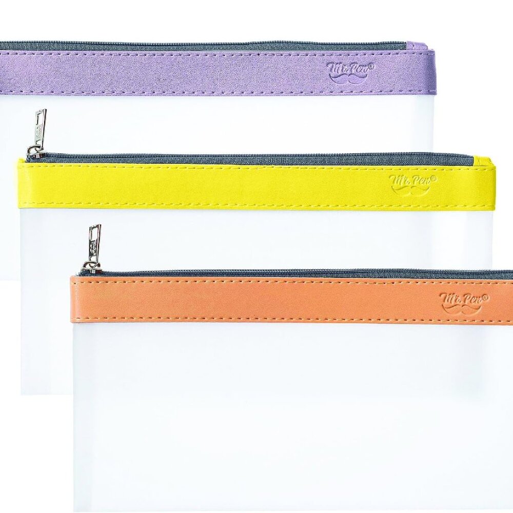 Clear Pencil Pouch, 3 Pack, Clear